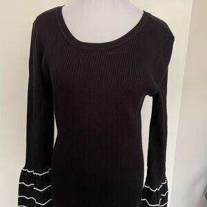 Black Ribbed dress with White Trim